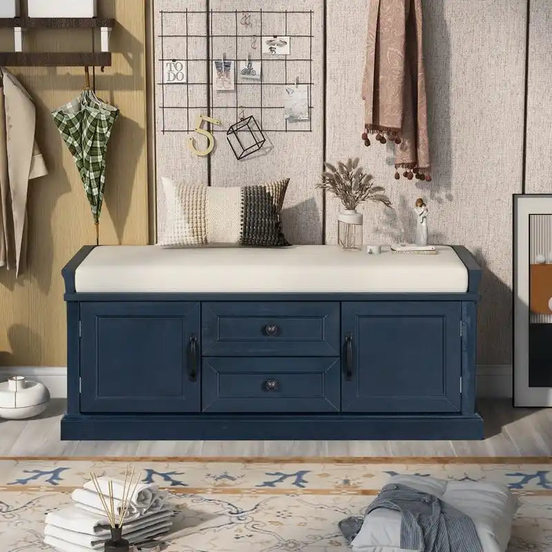 Banc de rangement avec 2 tiroirs et 2 placards