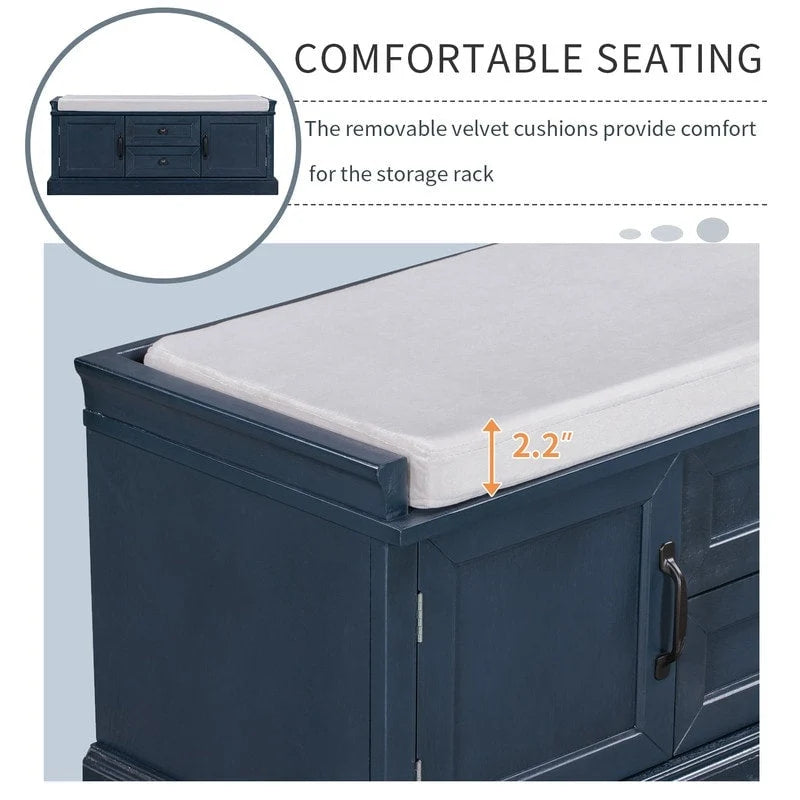 Banc de rangement avec 2 tiroirs et 2 placards