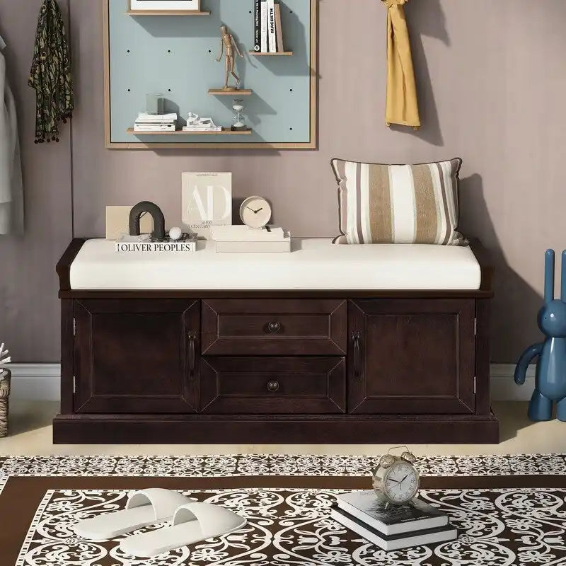 Banc de rangement avec 2 tiroirs et 2 placards