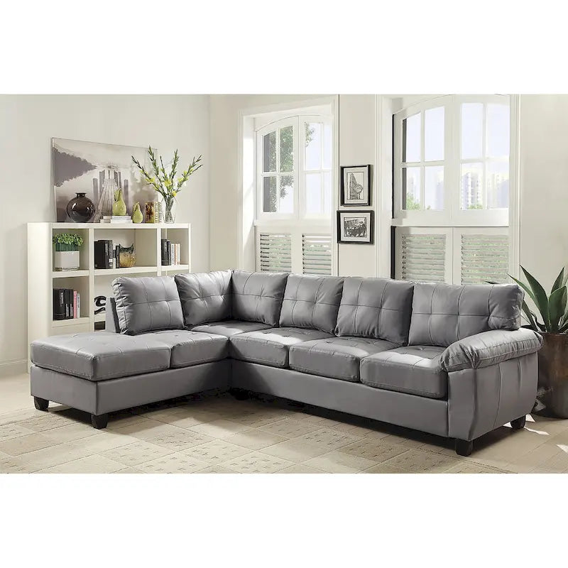 Canapé d'angle en simili-cuir 2 pièces Gallant 111 po de large - 78L x 111l x 32H