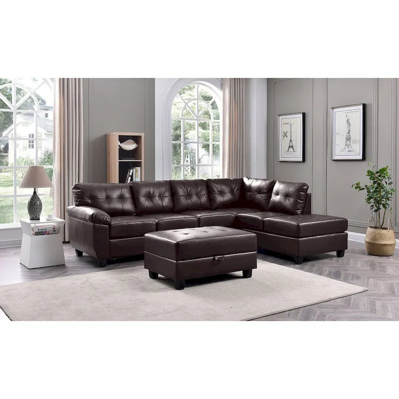 Canapé d'angle en simili-cuir 2 pièces Gallant 111 po de large - 78L x 111l x 32H