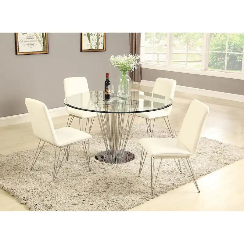 Table à manger ronde Fiona Somette avec pied central - Argentée