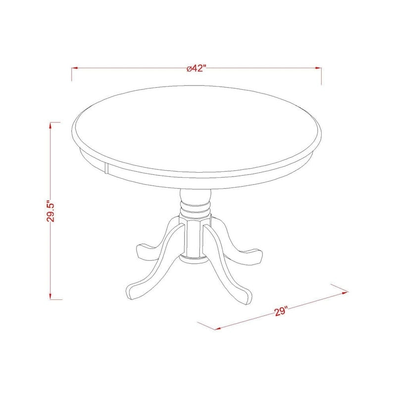 Table de cuisine Hartland d'East West Furniture – une table de salle à manger ronde avec pied central (finitions au choix)