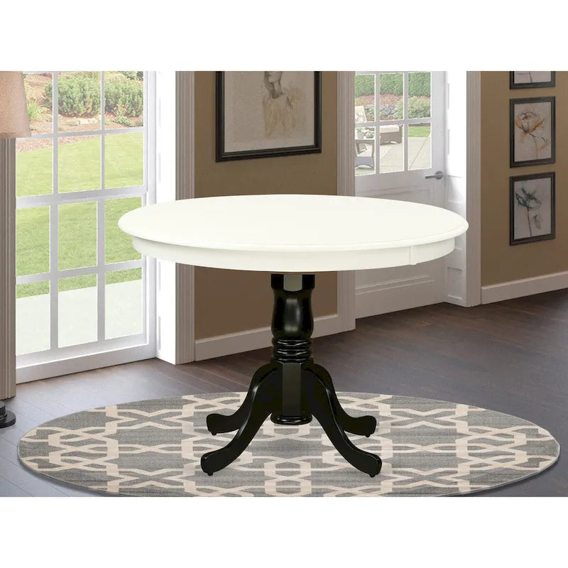 Table de cuisine Hartland d'East West Furniture – une table de salle à manger ronde avec pied central (finitions au choix)