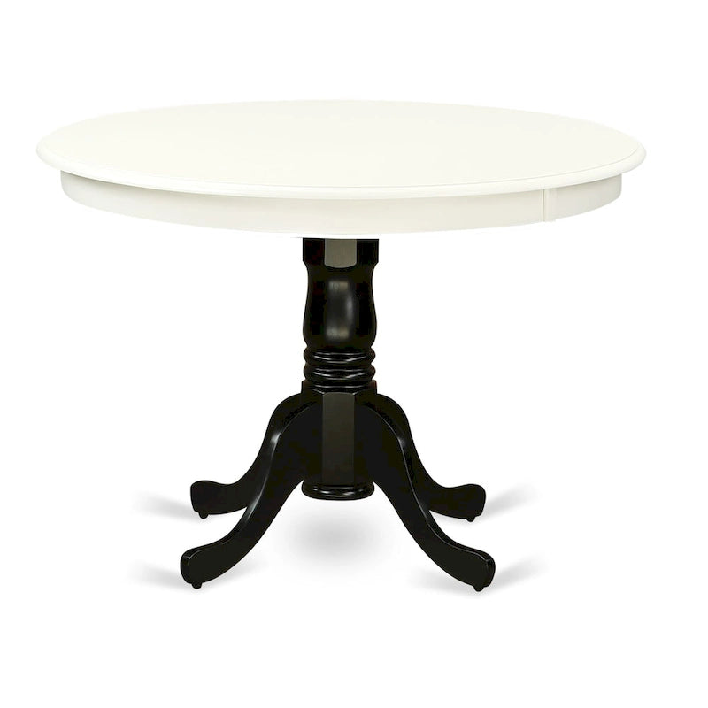 Table de cuisine Hartland d'East West Furniture – une table de salle à manger ronde avec pied central (finitions au choix)