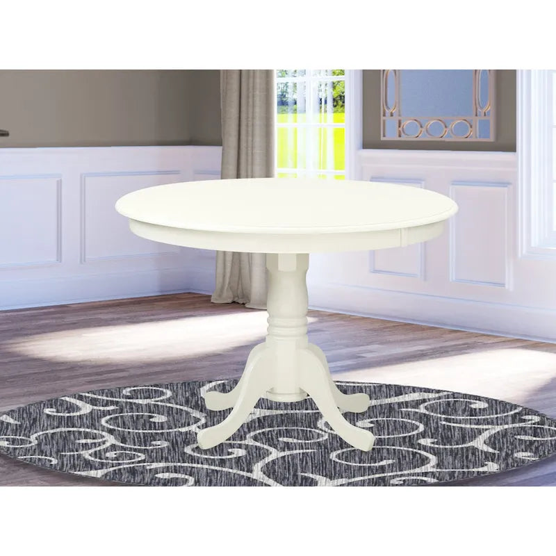Table de cuisine Hartland d'East West Furniture – une table de salle à manger ronde avec pied central (finitions au choix)