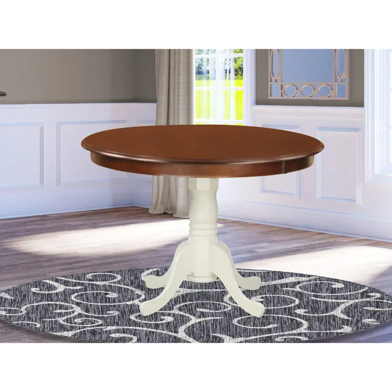 Table de cuisine Hartland d'East West Furniture – une table de salle à manger ronde avec pied central (finitions au choix)