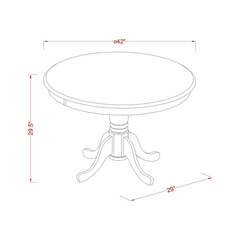 Table de cuisine Hartland d'East West Furniture – une table de salle à manger ronde avec pied central (finitions au choix)