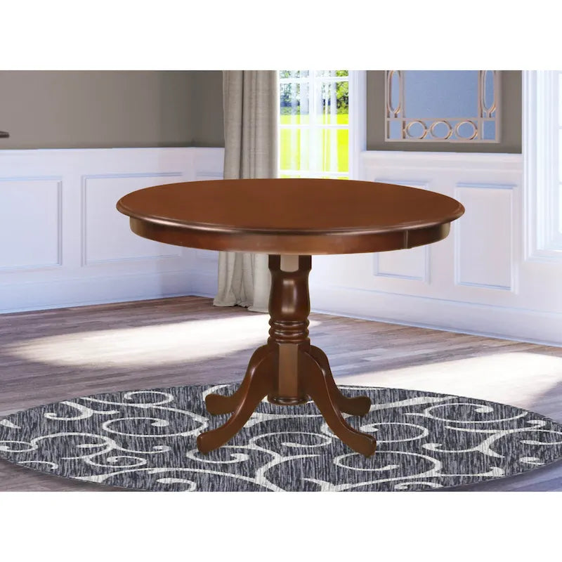 Table de cuisine Hartland d'East West Furniture – une table de salle à manger ronde avec pied central (finitions au choix)