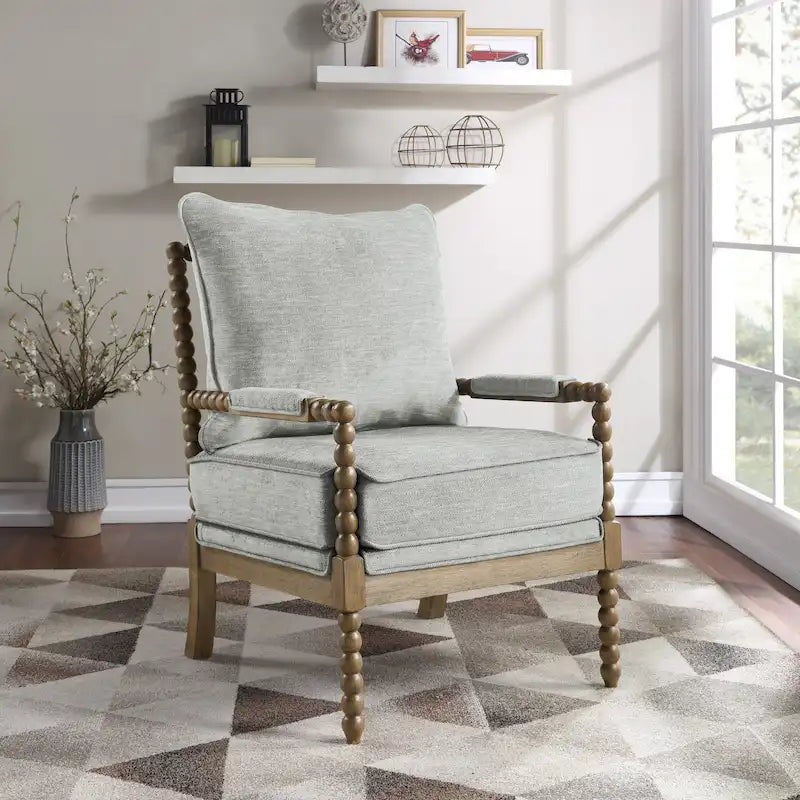 Chaise Fletcher Spindle en tissu avec finition Charbon brossé