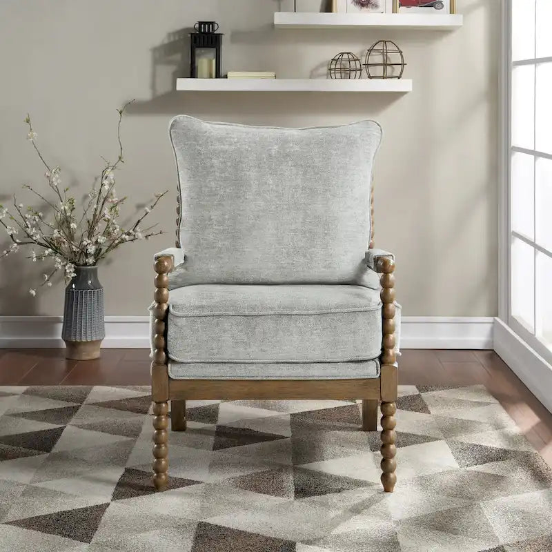 Chaise Fletcher Spindle en tissu avec finition Charbon brossé
