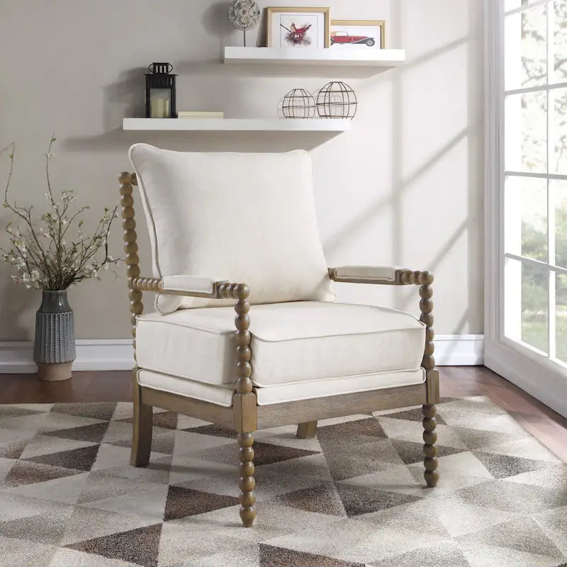 Chaise Fletcher Spindle en tissu avec finition Charbon brossé