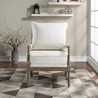 Chaise Fletcher Spindle en tissu avec finition Charbon brossé