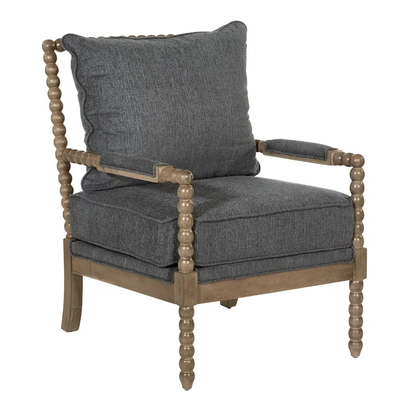 Chaise Fletcher Spindle en tissu avec finition Charbon brossé