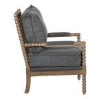 Chaise Fletcher Spindle en tissu avec finition Charbon brossé
