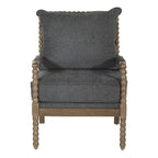 Chaise Fletcher Spindle en tissu avec finition Charbon brossé