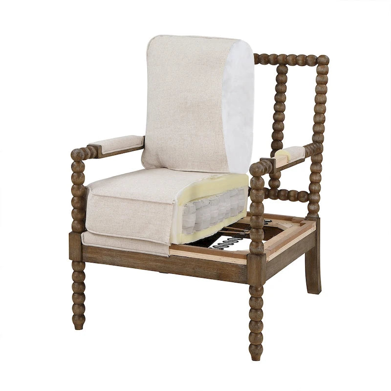 Chaise Fletcher Spindle en tissu avec finition Charbon brossé