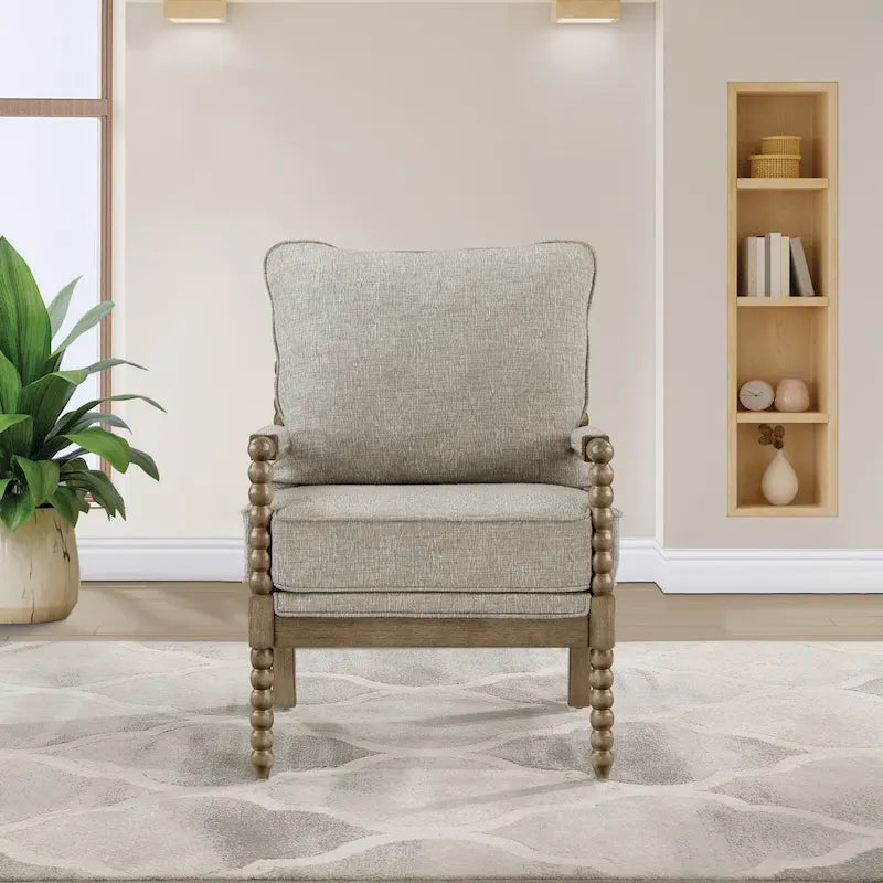 Chaise Fletcher Spindle en tissu avec finition Charbon brossé