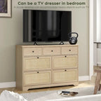 Commode bohème en rotin naturel à 7 tiroirs