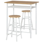 Ensemble de mobilier de salle à manger HOMCOM 3 pièces, hauteur de bar, avec 1 table, 2 tabourets assortis et repose-pieds à cadre métallique