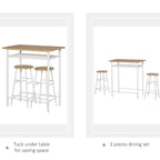 Ensemble de mobilier de salle à manger HOMCOM 3 pièces, hauteur de bar, avec 1 table, 2 tabourets assortis et repose-pieds à cadre métallique