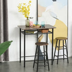 Ensemble de mobilier de salle à manger HOMCOM 3 pièces, hauteur de bar, avec 1 table, 2 tabourets assortis et repose-pieds à cadre métallique