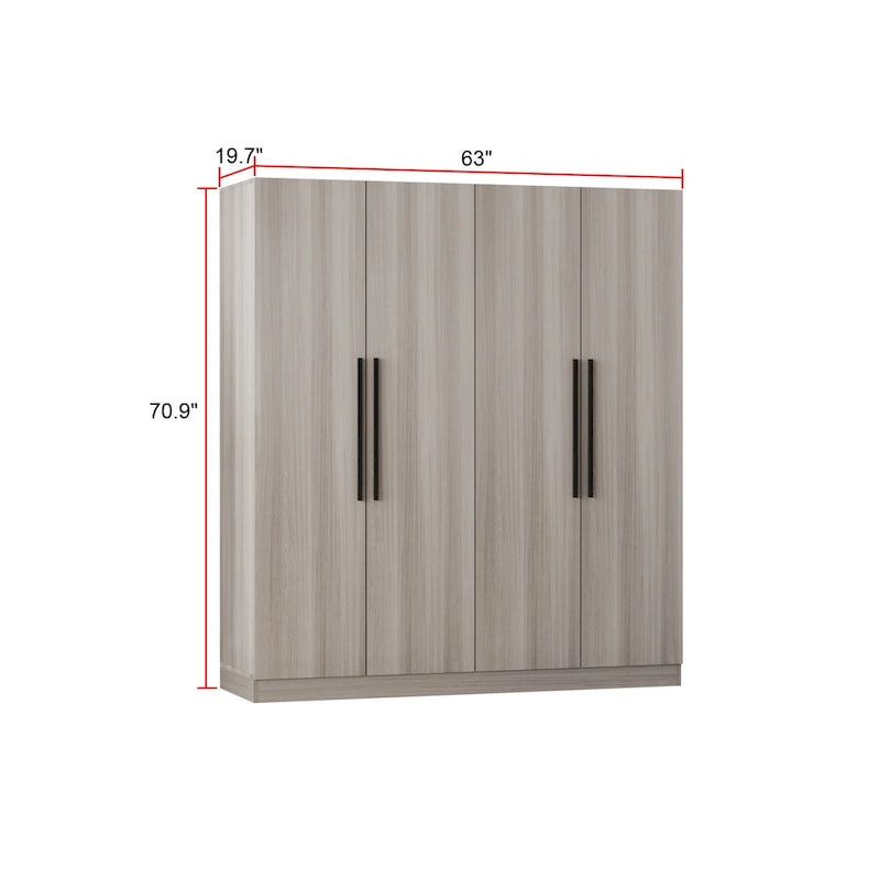 Armoire deux portes, 63L x 70,9H, avec quatre portes, grande