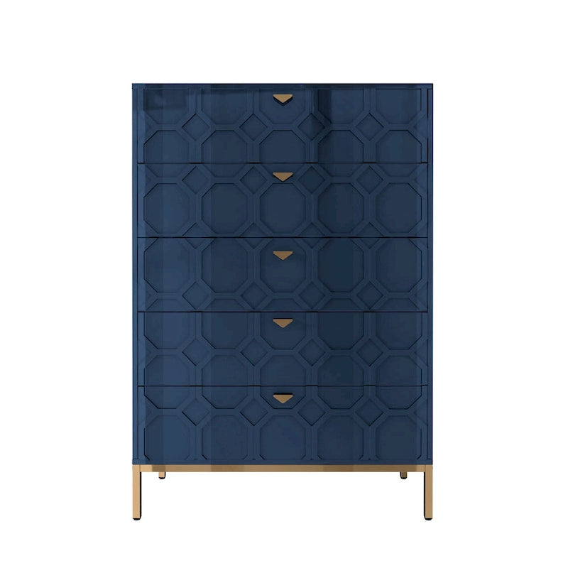 Clihome Commode de rangement en bois à 5 tiroirs