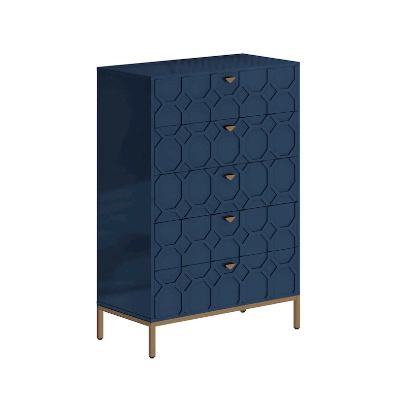 Clihome Commode de rangement en bois à 5 tiroirs