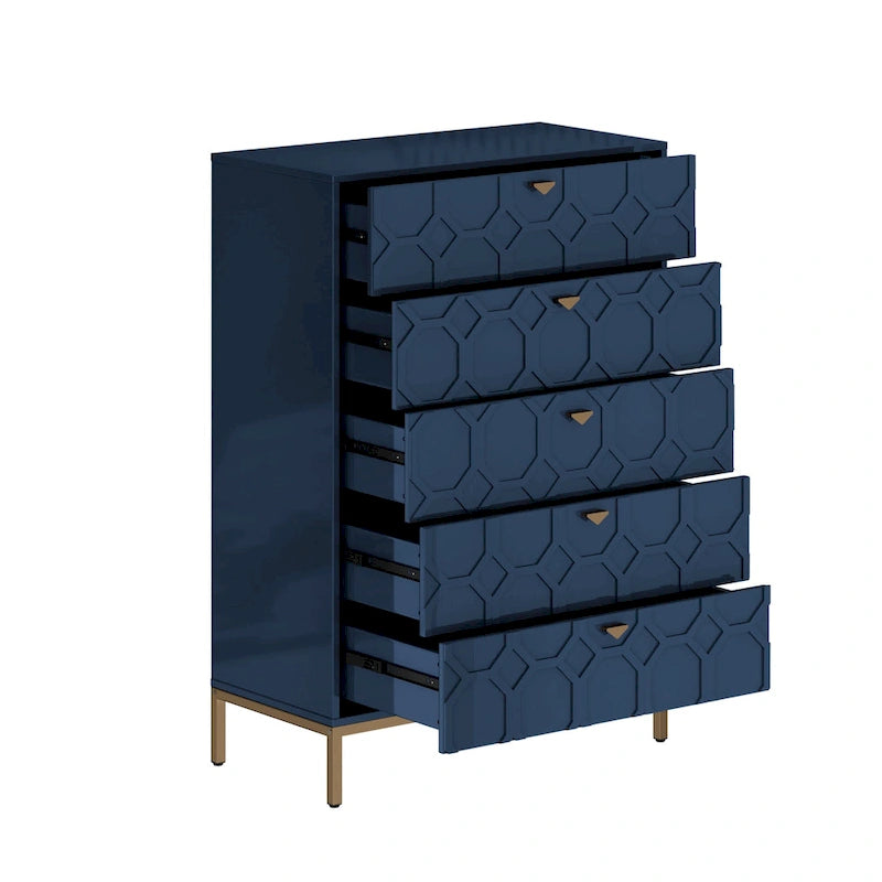 Clihome Commode de rangement en bois à 5 tiroirs