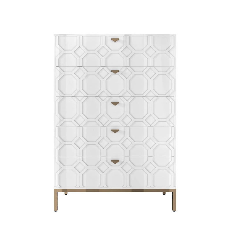 Clihome Commode de rangement en bois à 5 tiroirs
