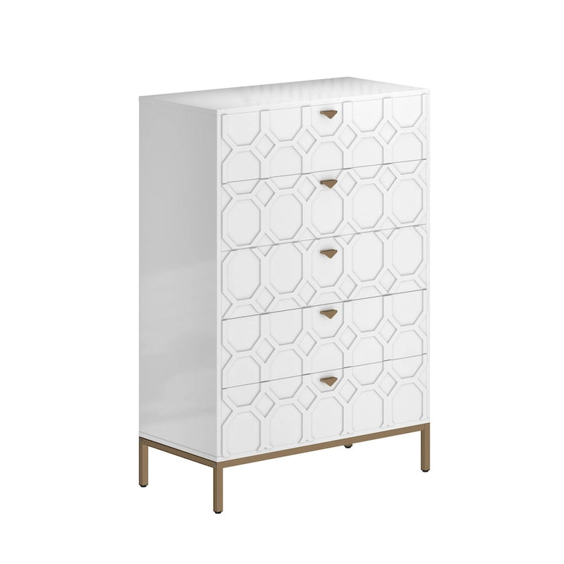 Clihome Commode de rangement en bois à 5 tiroirs