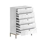 Clihome Commode de rangement en bois à 5 tiroirs