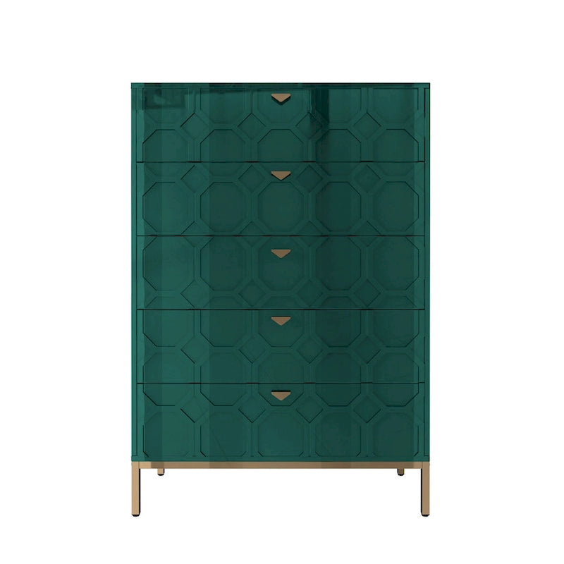 Clihome Commode de rangement en bois à 5 tiroirs