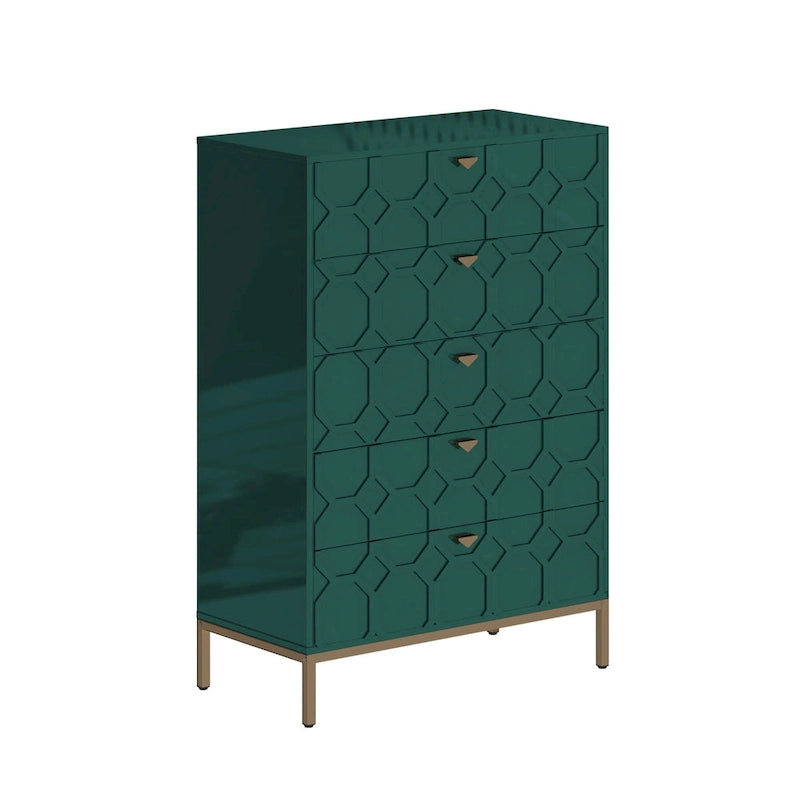 Clihome Commode de rangement en bois à 5 tiroirs