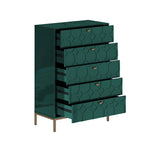 Clihome Commode de rangement en bois à 5 tiroirs