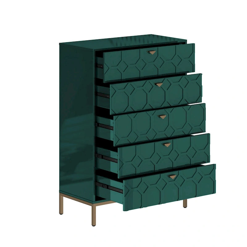 Clihome Commode de rangement en bois à 5 tiroirs