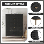 Clihome Commode de rangement en bois à 5 tiroirs