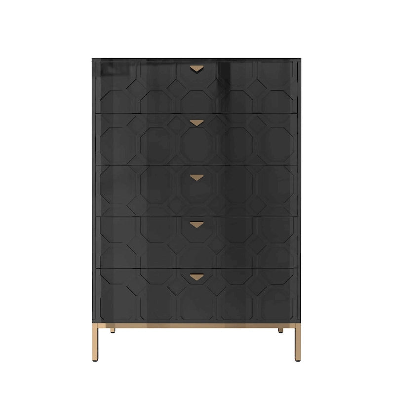 Clihome Commode de rangement en bois à 5 tiroirs