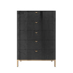 Clihome Commode de rangement en bois à 5 tiroirs