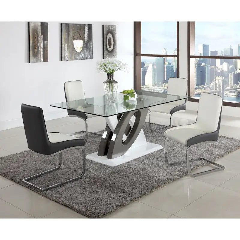 Somette Sophie Glass Top Dining Table - White