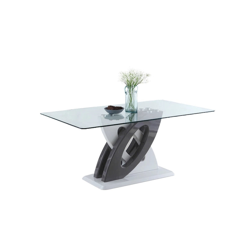 Table de salle à manger Somette Sophie avec plateau en verre - Blanc