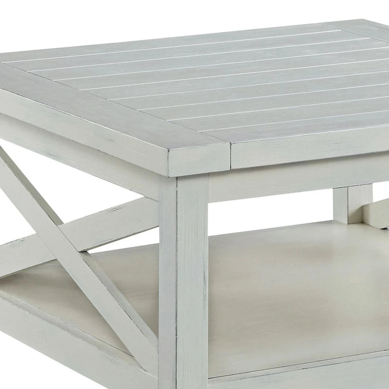 Table basse Homestyles Seaside Lodge avec finition blanc cassé et aspect vieilli