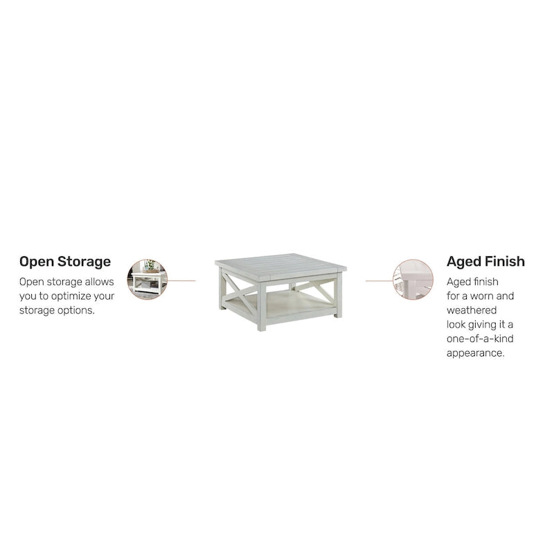 Table basse Homestyles Seaside Lodge avec finition blanc cassé et aspect vieilli