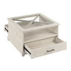 Table basse en verre de style ferme Lennox avec rangement par Bush Furniture