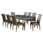 Ensemble de salle à manger Tily Glam Gold en similicuir capitonné 9 pièces avec rallonge par Furniture of America