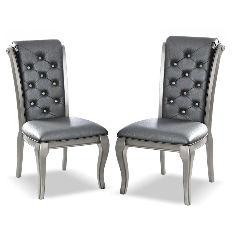 Ensemble de salle à manger Tily Glam Gold en similicuir capitonné 9 pièces avec rallonge par Furniture of America