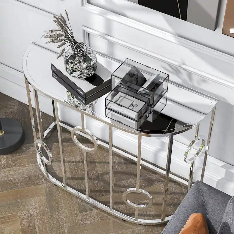 Table console miroir Hoop Glam Chrome 42 pouces par Furniture of America