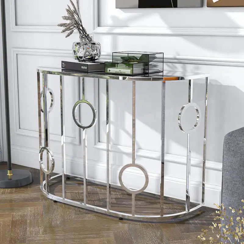 Table console miroir Hoop Glam Chrome 42 pouces par Furniture of America