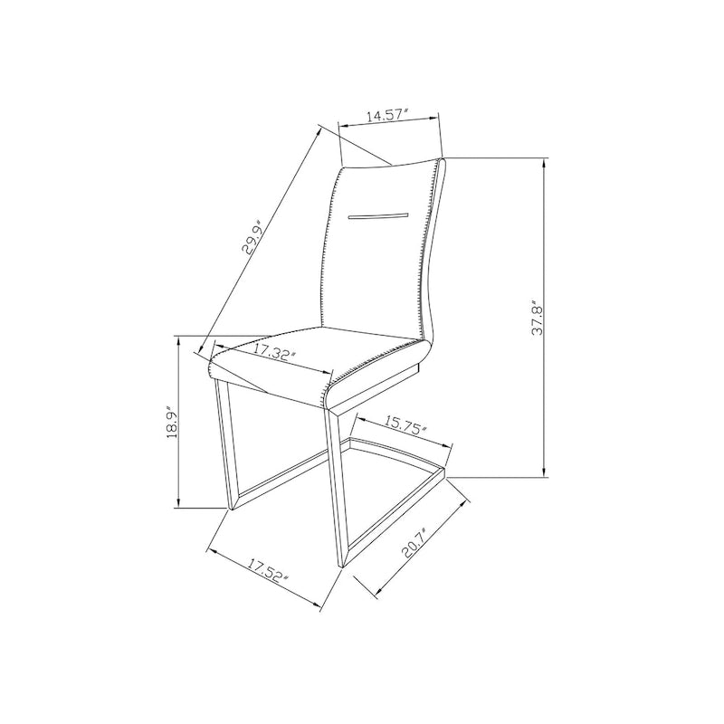 Chaise d'appoint cantilever Somette Kalie avec surpiqûres décoratives, lot de 2